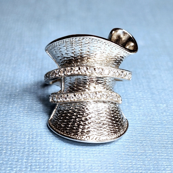 Unique Sterling silver swirl Ring sz 6 - Picture 4 of 12